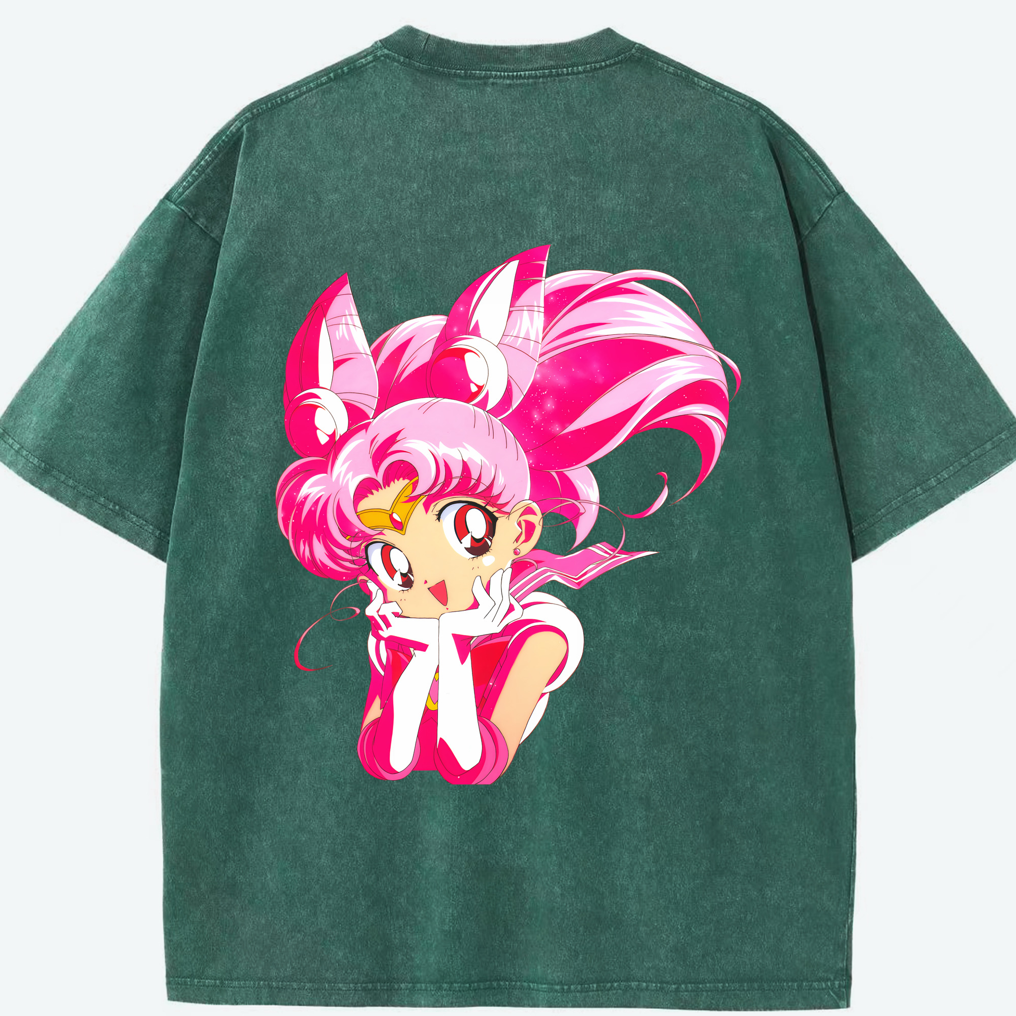 （画像用） 美少女戦士セーラームーン ちびうさ Sailor Moon Chibiusa Tsukino Usagi Small Lady Serenity 綿100% ヴィンテージ風 半袖Tシャツ（背面プリント）
